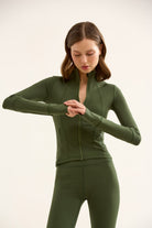 Birdiejay-Birdiesmooth Icon Mode Cropped Pilates Jacket Koyu Zeyti̇n Yeşi̇li̇ Crop Pilates Ceketi-Ceketler-2-Milagron.com