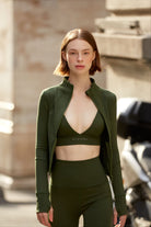 Birdiejay-Birdiesmooth Icon Mode Cropped Pilates Jacket Koyu Zeyti̇n Yeşi̇li̇ Crop Pilates Ceketi-Ceketler-4-Milagron.com