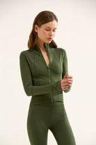 Birdiejay-Birdiesmooth Icon Mode Cropped Pilates Jacket Koyu Zeyti̇n Yeşi̇li̇ Crop Pilates Ceketi-Ceketler-5-Milagron.com