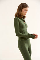 Birdiejay-Birdiesmooth Icon Mode Cropped Pilates Jacket Koyu Zeyti̇n Yeşi̇li̇ Crop Pilates Ceketi-Ceketler-6-Milagron.com