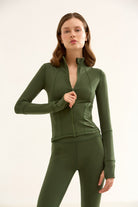 Birdiejay-Birdiesmooth Icon Mode Cropped Pilates Jacket Koyu Zeyti̇n Yeşi̇li̇ Crop Pilates Ceketi-Ceketler-9-Milagron.com