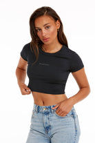 Birdiejay-Birdiesmooth Your New Go To Cropped Baby Tee Si̇yah Kısa Kollu Crop T Shirt-T-Shirts-7-Milagron.com