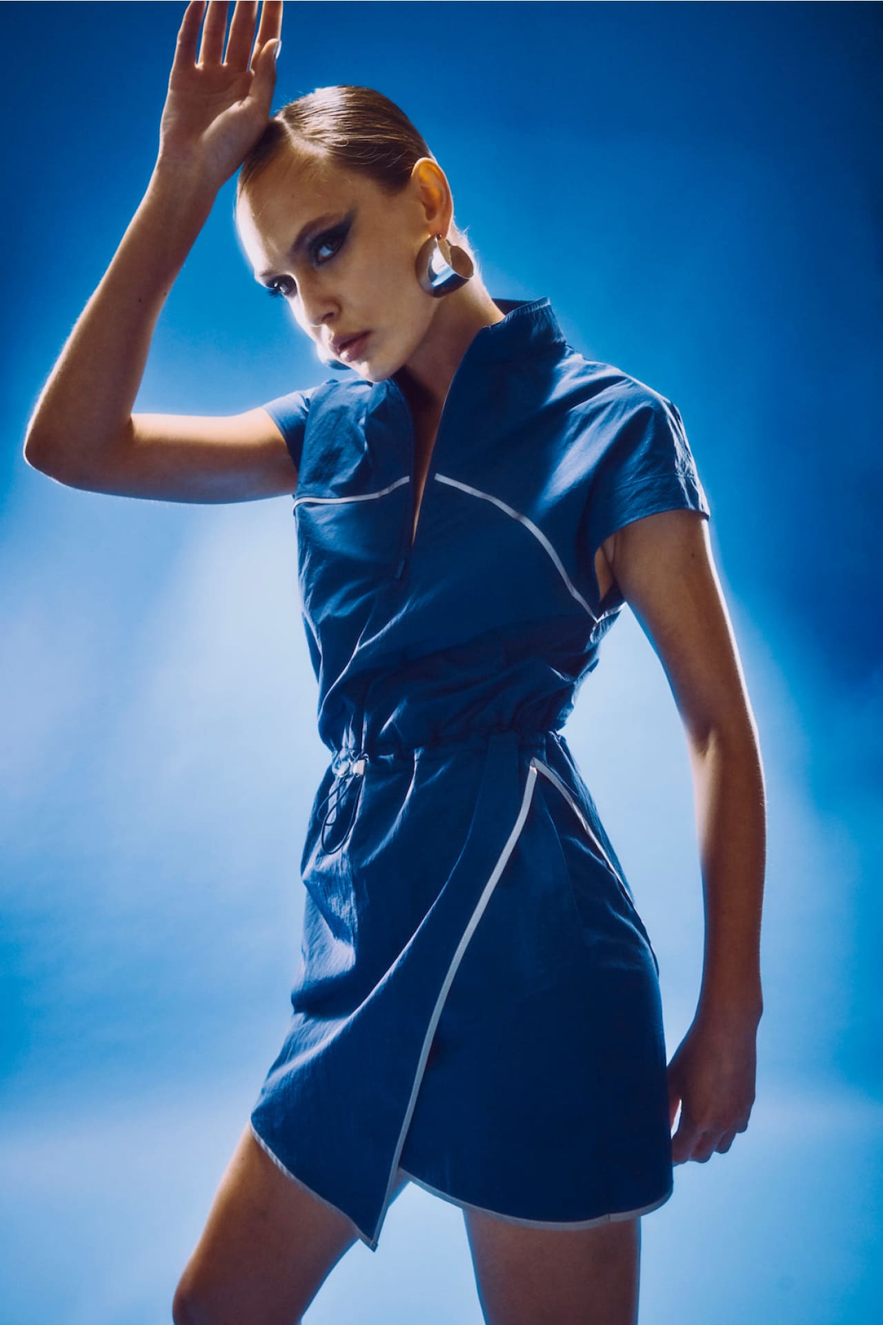 Birdiejay-Blue Morpho Reflekti̇f Detayli Elbi̇se Kobalt Mavi̇si̇-Elbise-7-Milagron.com