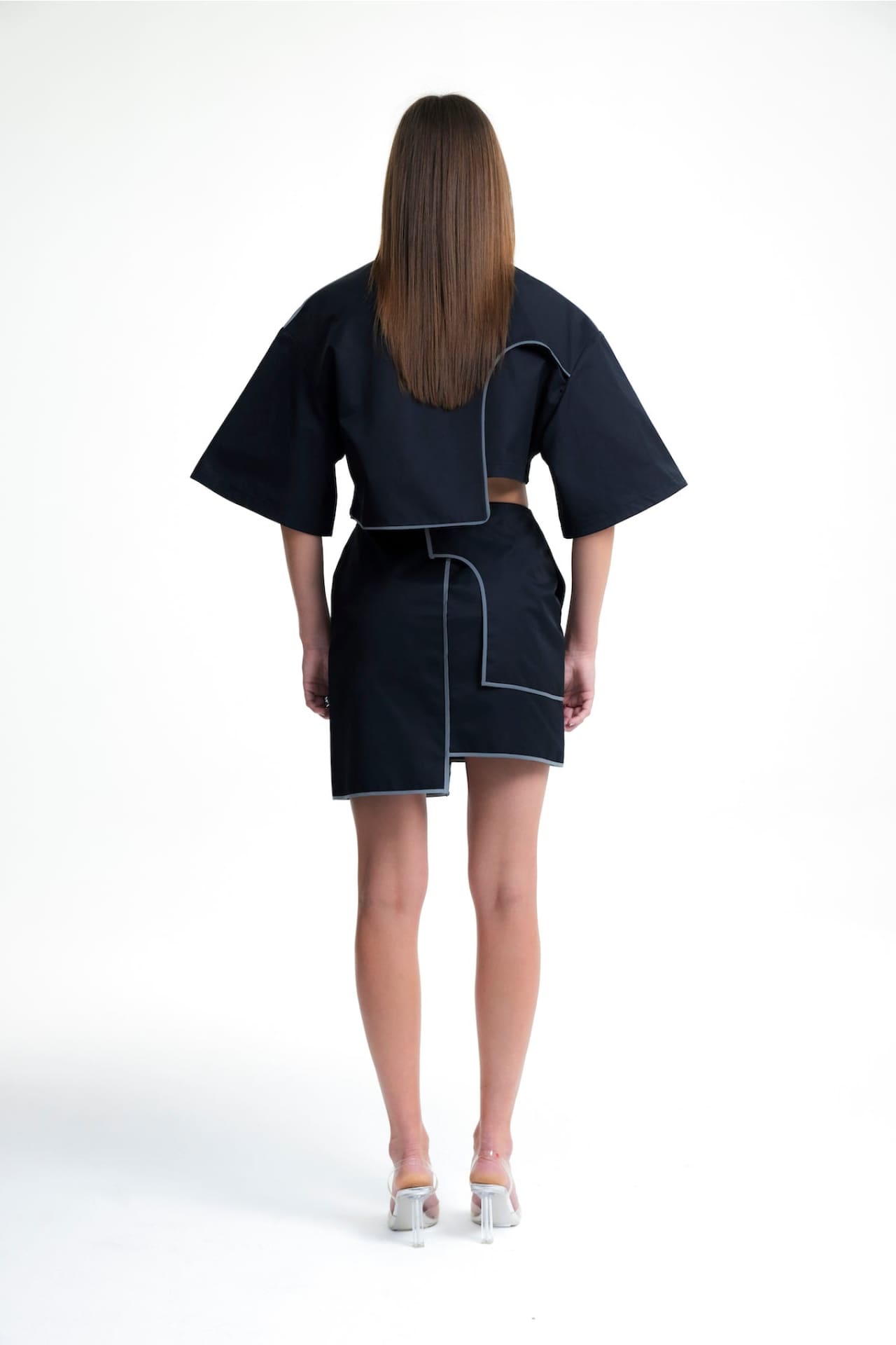 Birdiejay-Morpho Menelauss Reflektif Detaylı Crop Ceket Si̇yah-Ceket-2-Milagron.com