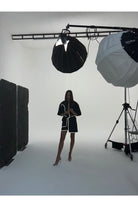 Birdiejay-Morpho Menelauss Reflekti̇f Detaylı Etek Si̇yah-Etek-6-Milagron.com