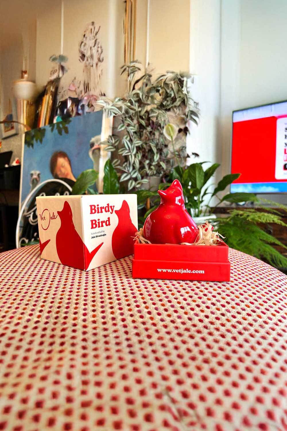 Bitti Gitti-Seramik Kırmızı Kardinal Masa Heykeli-Heykel-6-Milagron.com