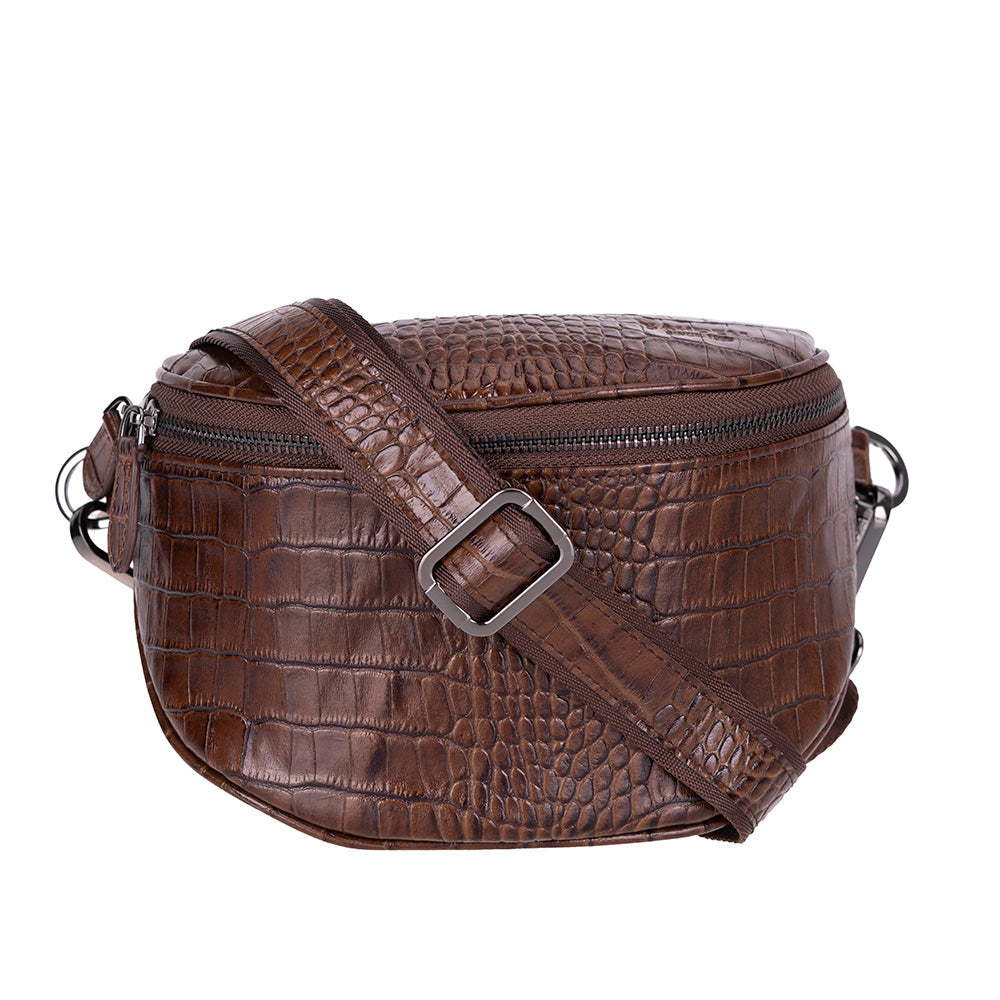 Bloominbag-Alora Mocha Croc Kahverengi Deri Bel çantası-3-Milagron.com