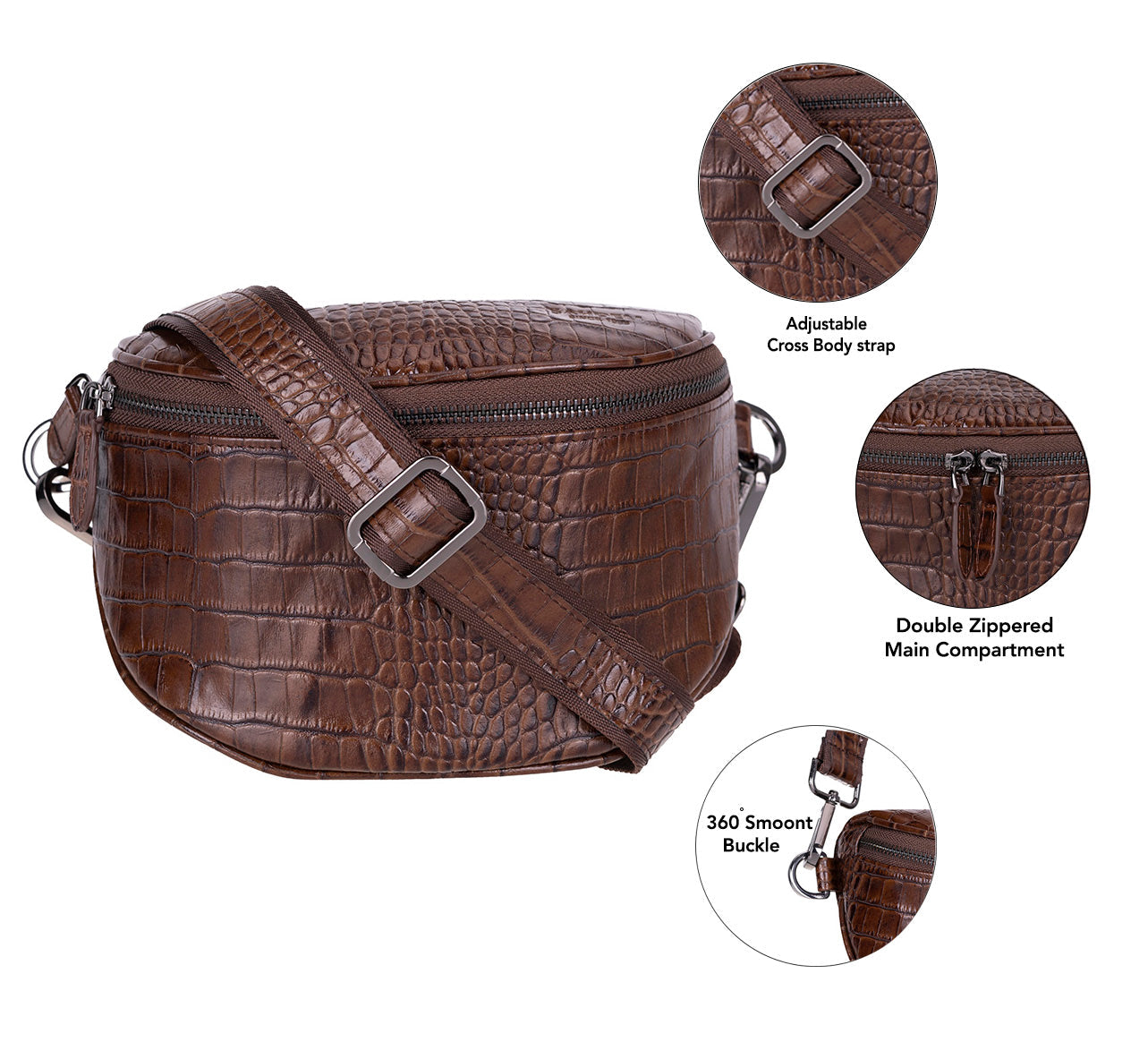 Bloominbag-Alora Mocha Croc Kahverengi Deri Bel çantası-5-Milagron.com