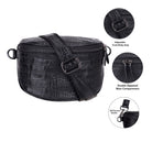 Bloominbag-Alora Noir Croc Siyah Deri Bel çantası-4-Milagron.com