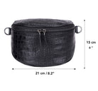 Bloominbag-Alora Noir Croc Siyah Deri Bel çantası-5-Milagron.com