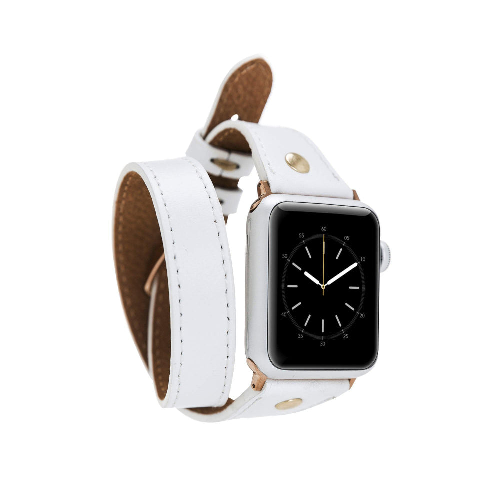 Alpine Double Tour Ivory White Hakiki Deri Apple Watch Kordonu - 44/45/46/49Mm