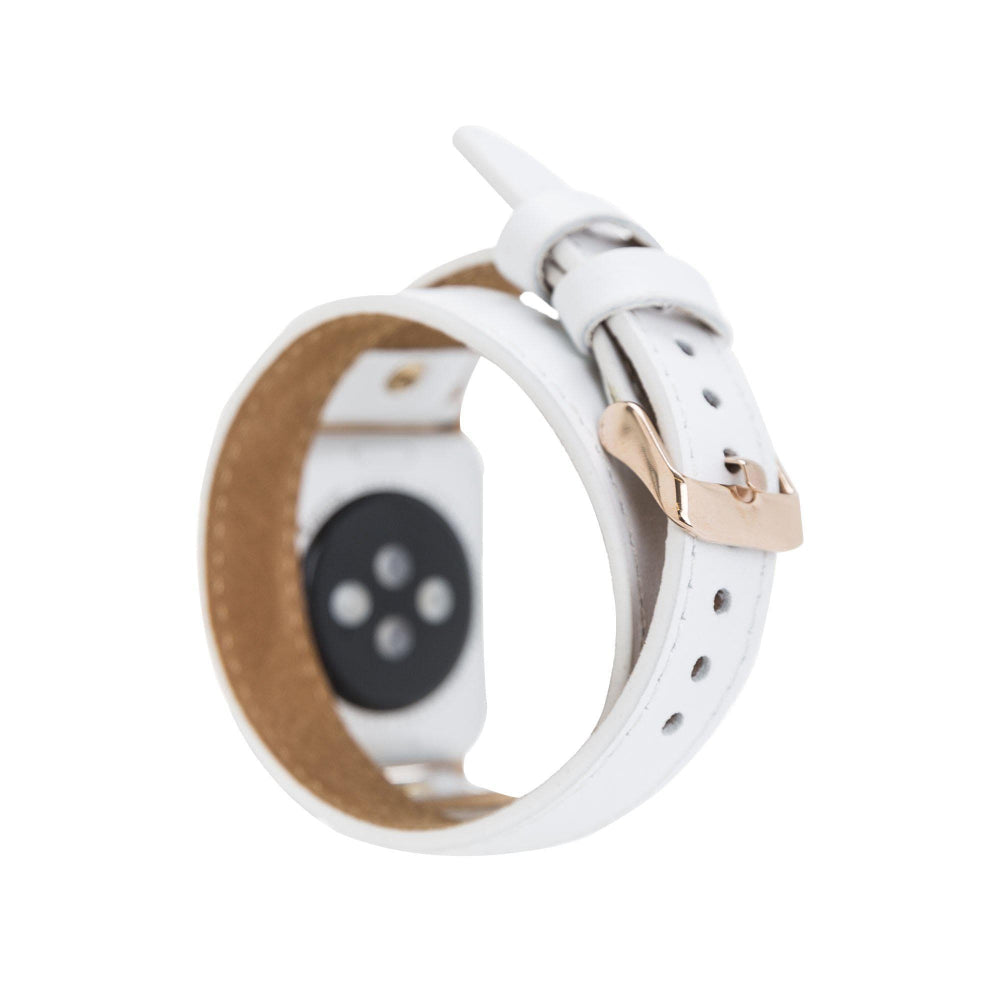 Alpine Double Tour Ivory White Hakiki Deri Apple Watch Kordonu - 44/45/46/49Mm