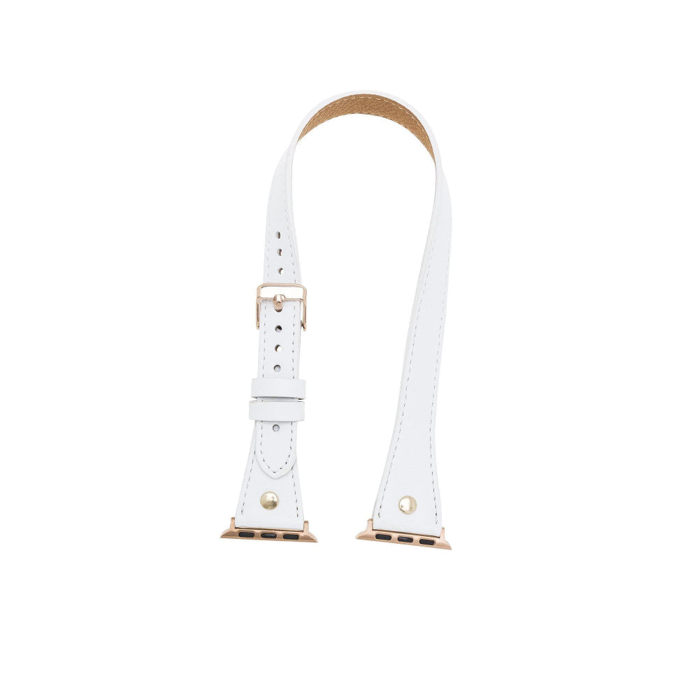 Alpine Double Tour Ivory White Hakiki Deri Apple Watch Kordonu - 44/45/46/49Mm