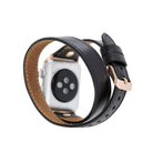 Alpine Double Tour Noir Black Hakiki Deri Apple Watch Kordonu - 44/45/46/49Mm