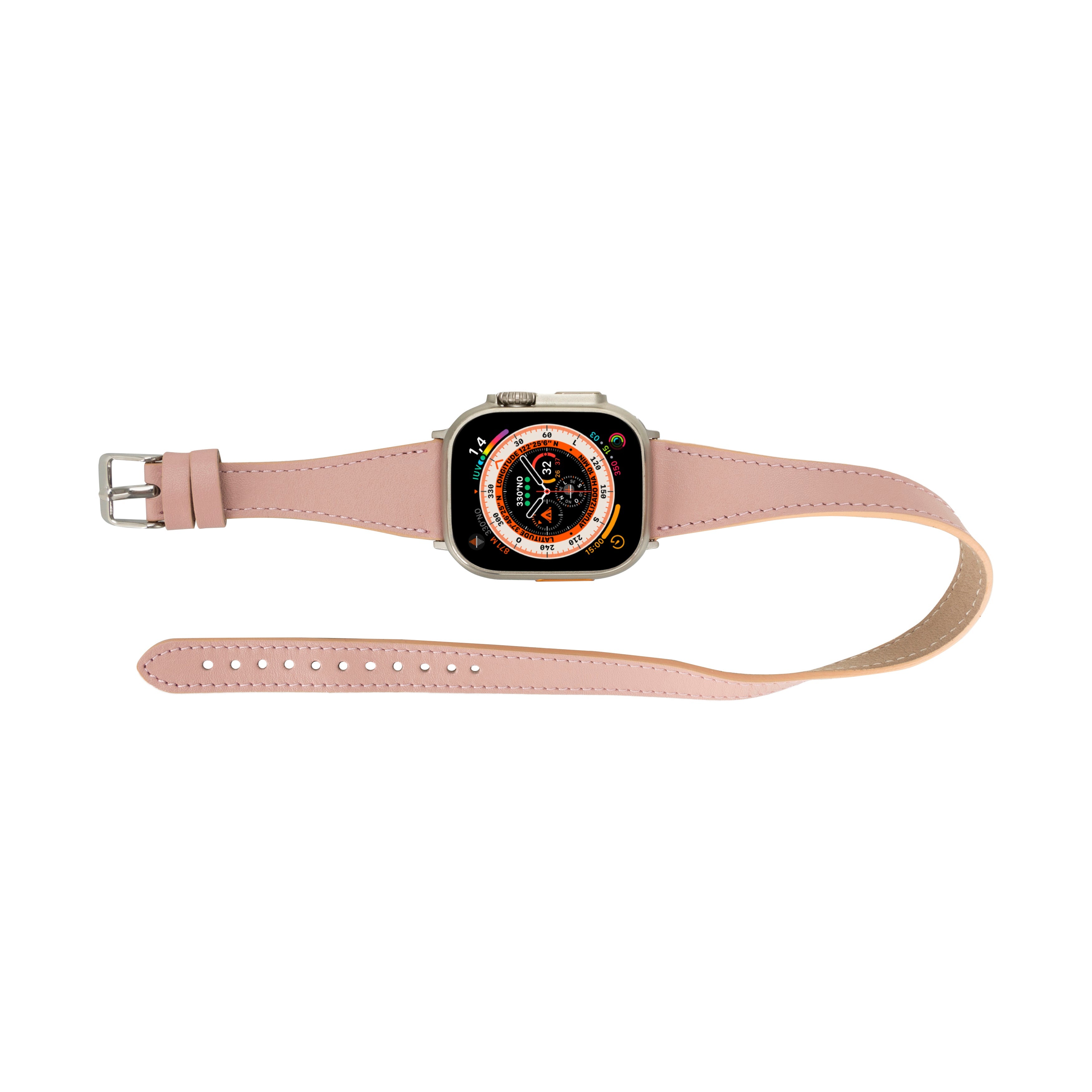 Alpine Slim Double Tour Blush Pink Hakiki Deri Apple Watch Kordonu - 44/45/46/49Mm