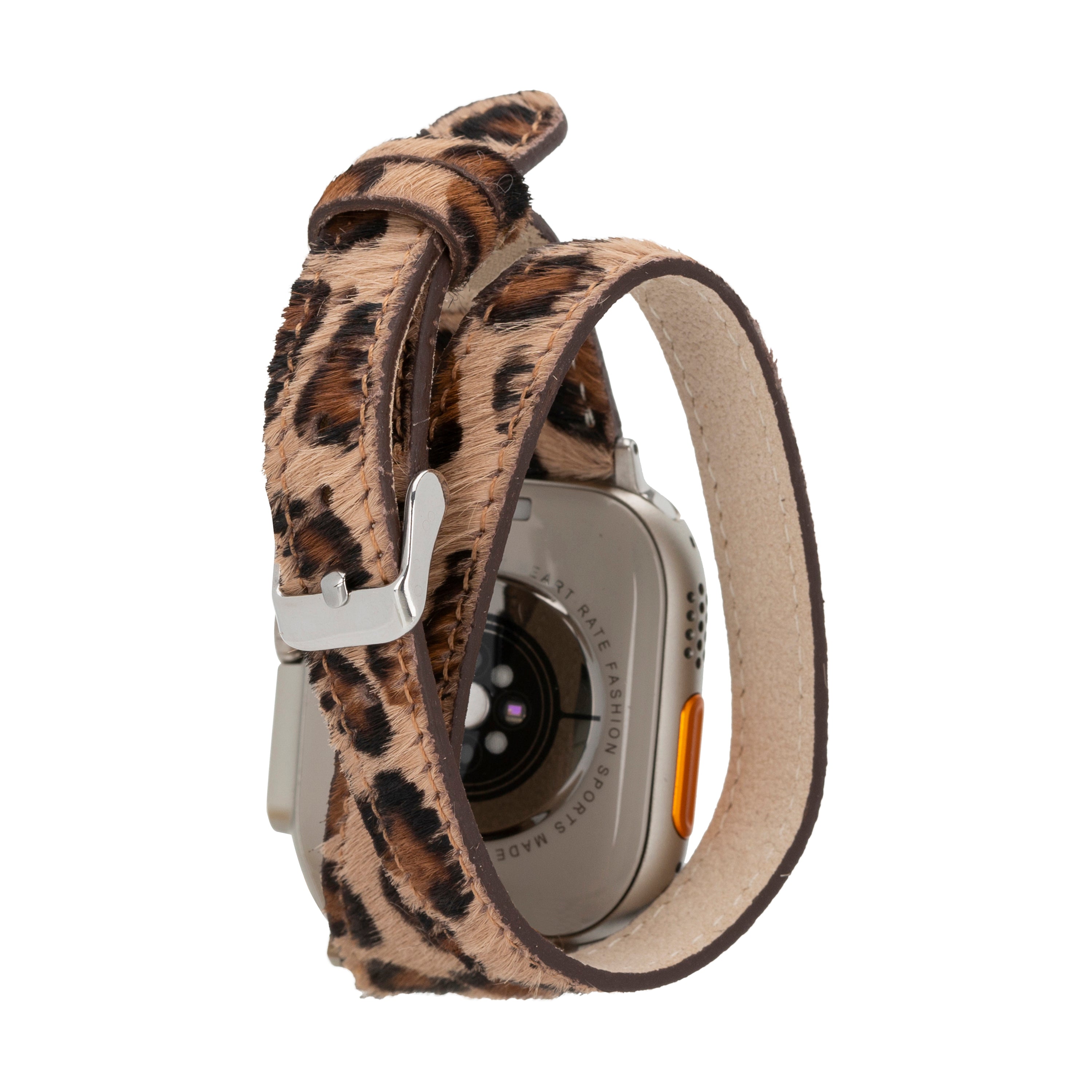 Alpine Slim Double Tour Wild Leopard Hakiki Deri Apple Watch Kordonu - 44/45/46/49Mm