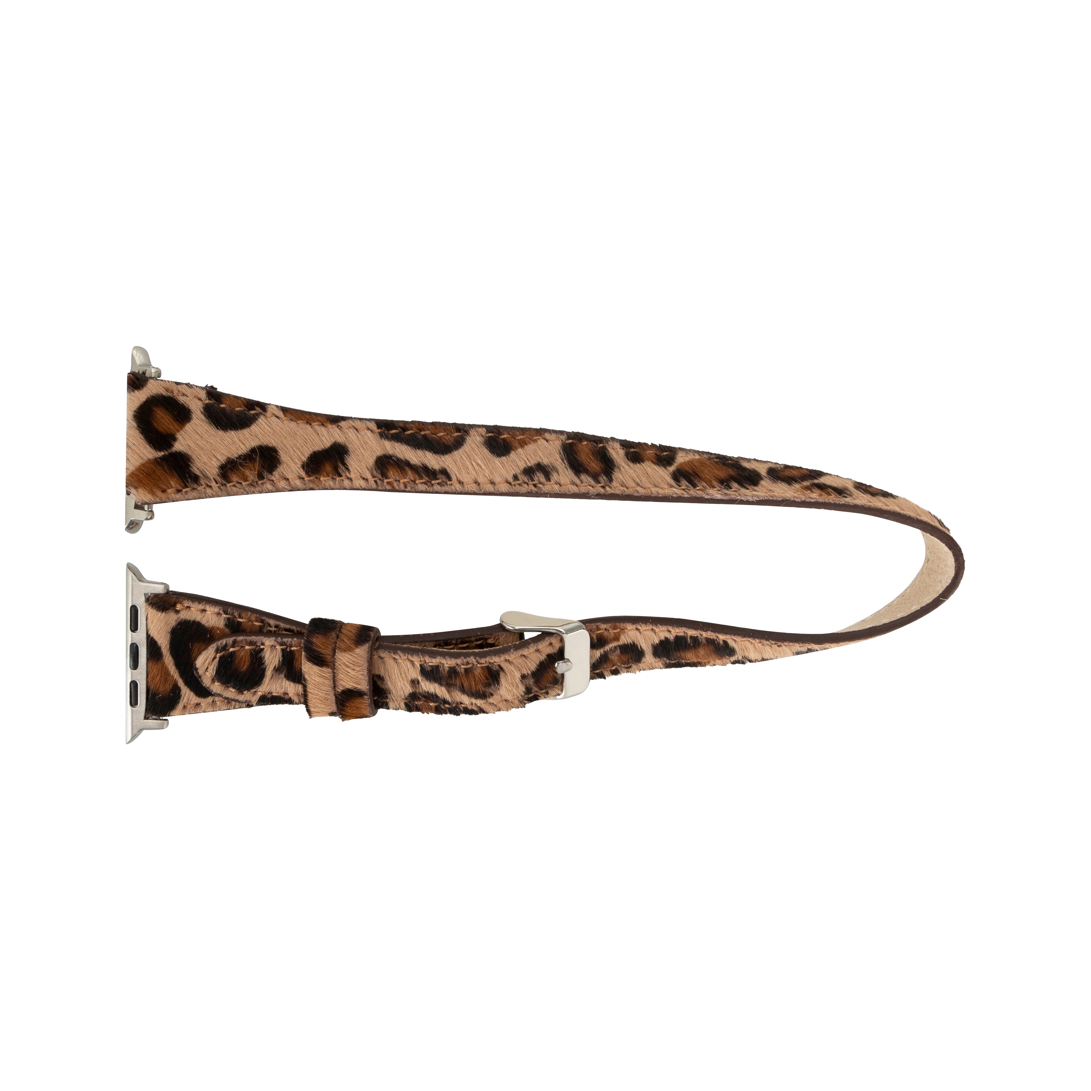 Alpine Slim Double Tour Wild Leopard Hakiki Deri Apple Watch Kordonu - 44/45/46/49Mm