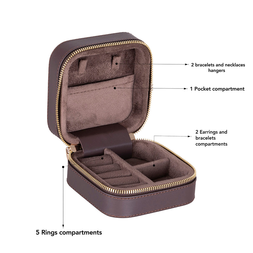 Amanda Mushroom Taupe Medium Gerçek Deri Takı & Mücevher Kutusu - 4