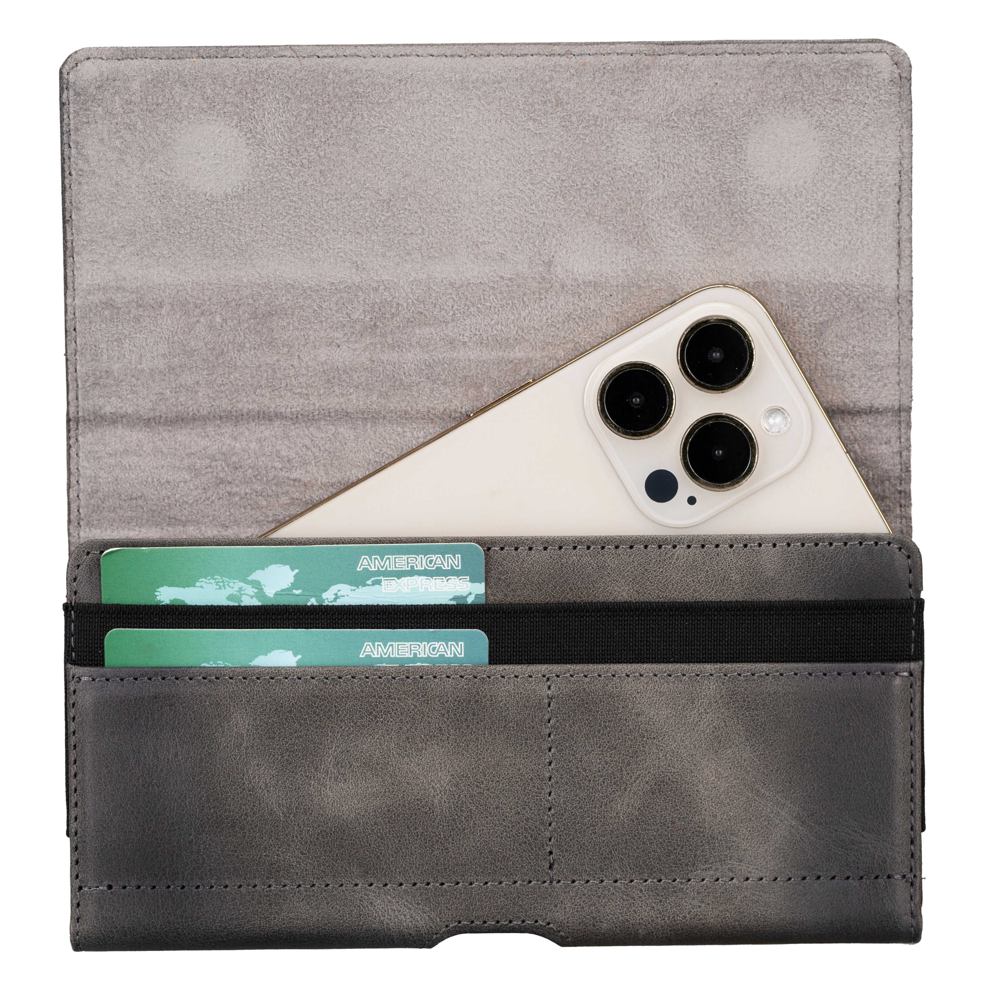 Arc Clip Sandstone Gray Leather 6.1" Phone Case