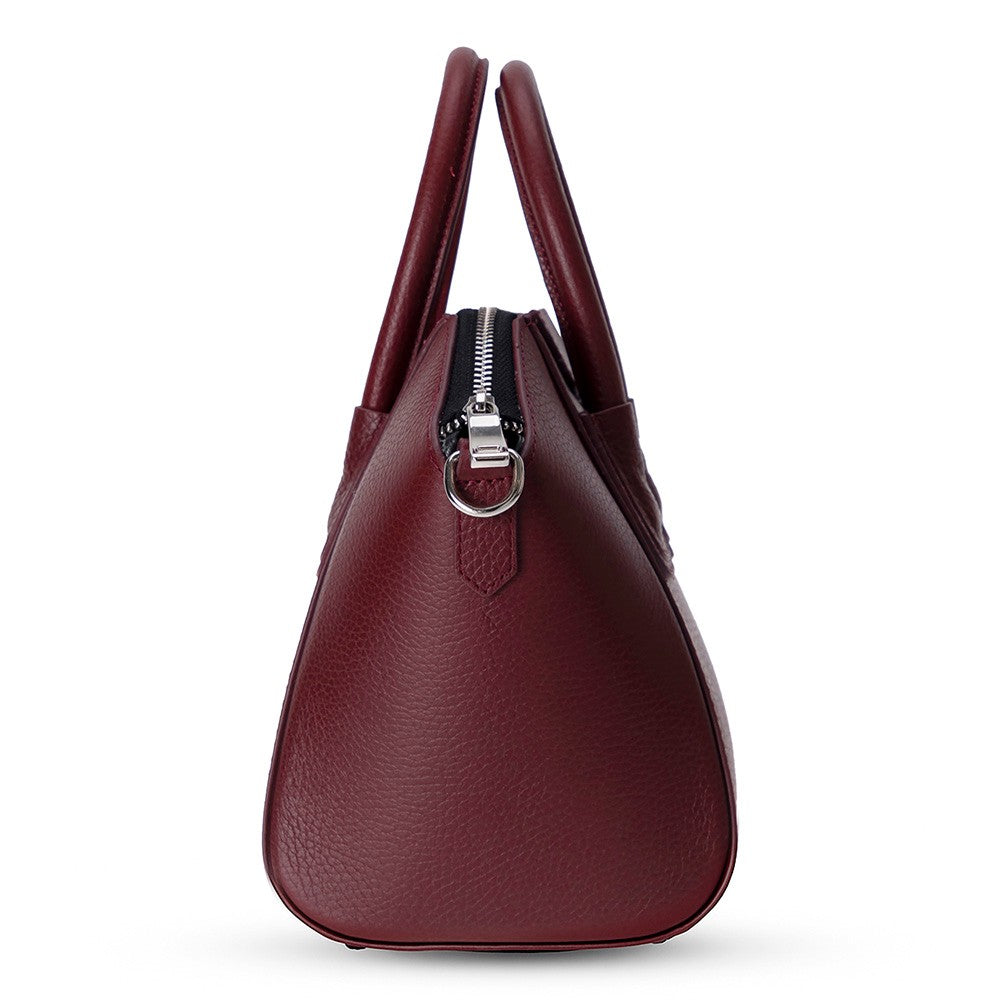 Bloominbag-Aria Bordeaux Velvet Small Hakiki Deri Kadın El & Omuz çantası-3-Milagron.com