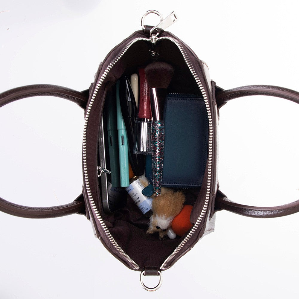 Bloominbag-Aria Bordeaux Velvet Small Hakiki Deri Kadın El & Omuz çantası-4-Milagron.com