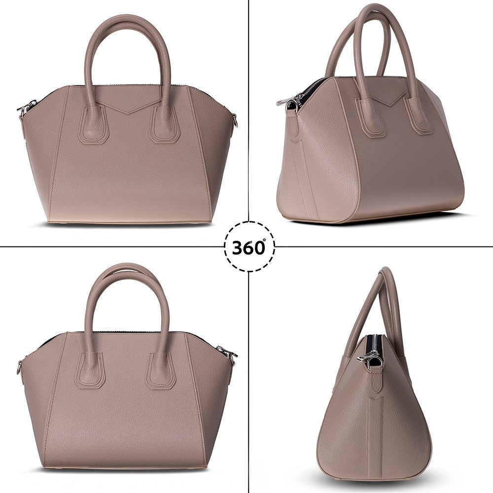 Bloominbag-Aria Mink Taupe Medium Hakiki Deri Kadın El & Omuz çantası-5-Milagron.com
