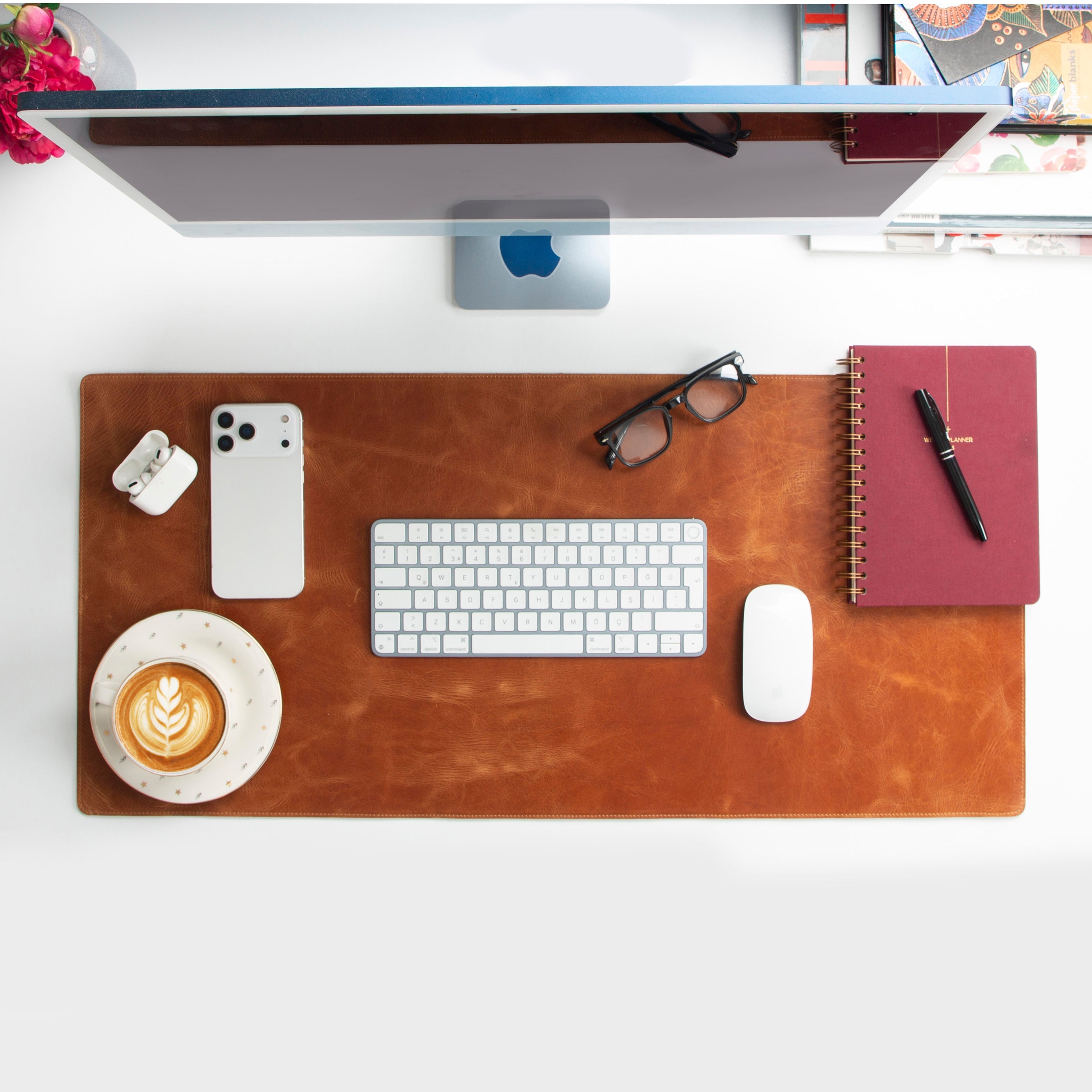 Atelier 91 Golden Tan Leather Desk Mat - Medium