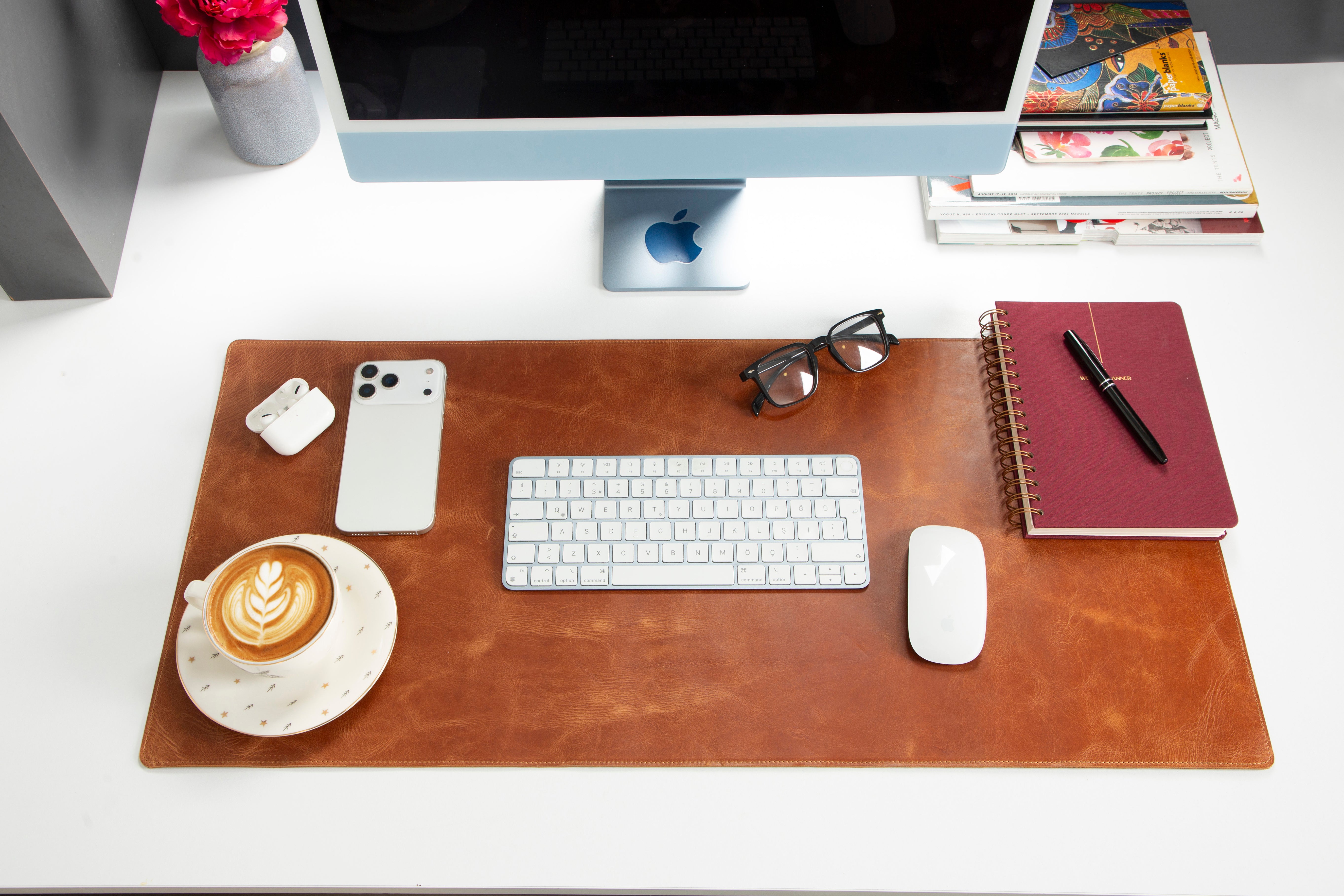 Atelier 91 Golden Tan Leather Desk Mat - Medium