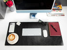 Atelier 91 Noir Black Leather Desk Mat - Medium