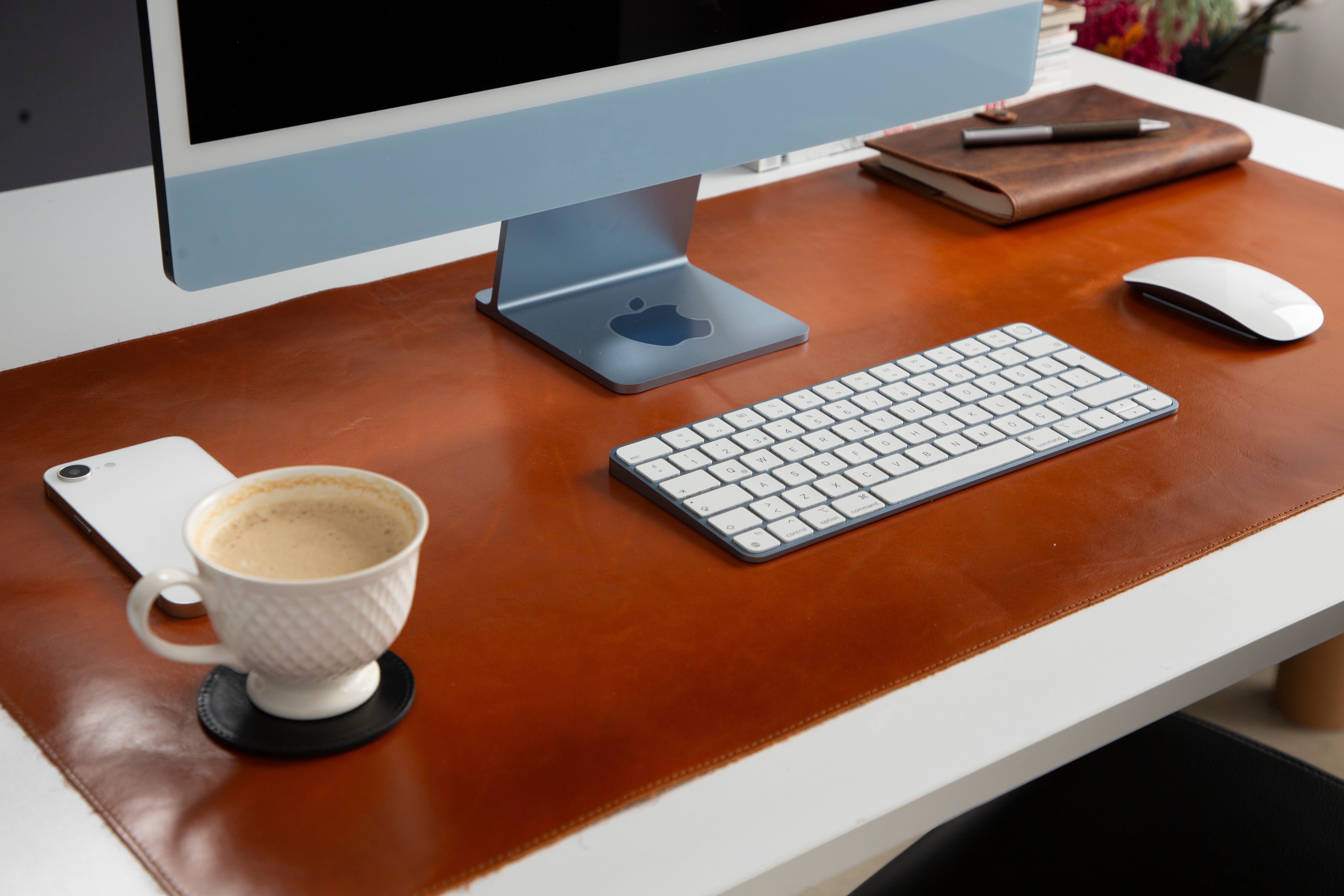 Atelier 91 Sandy Tan Leather Desk Mat - Large