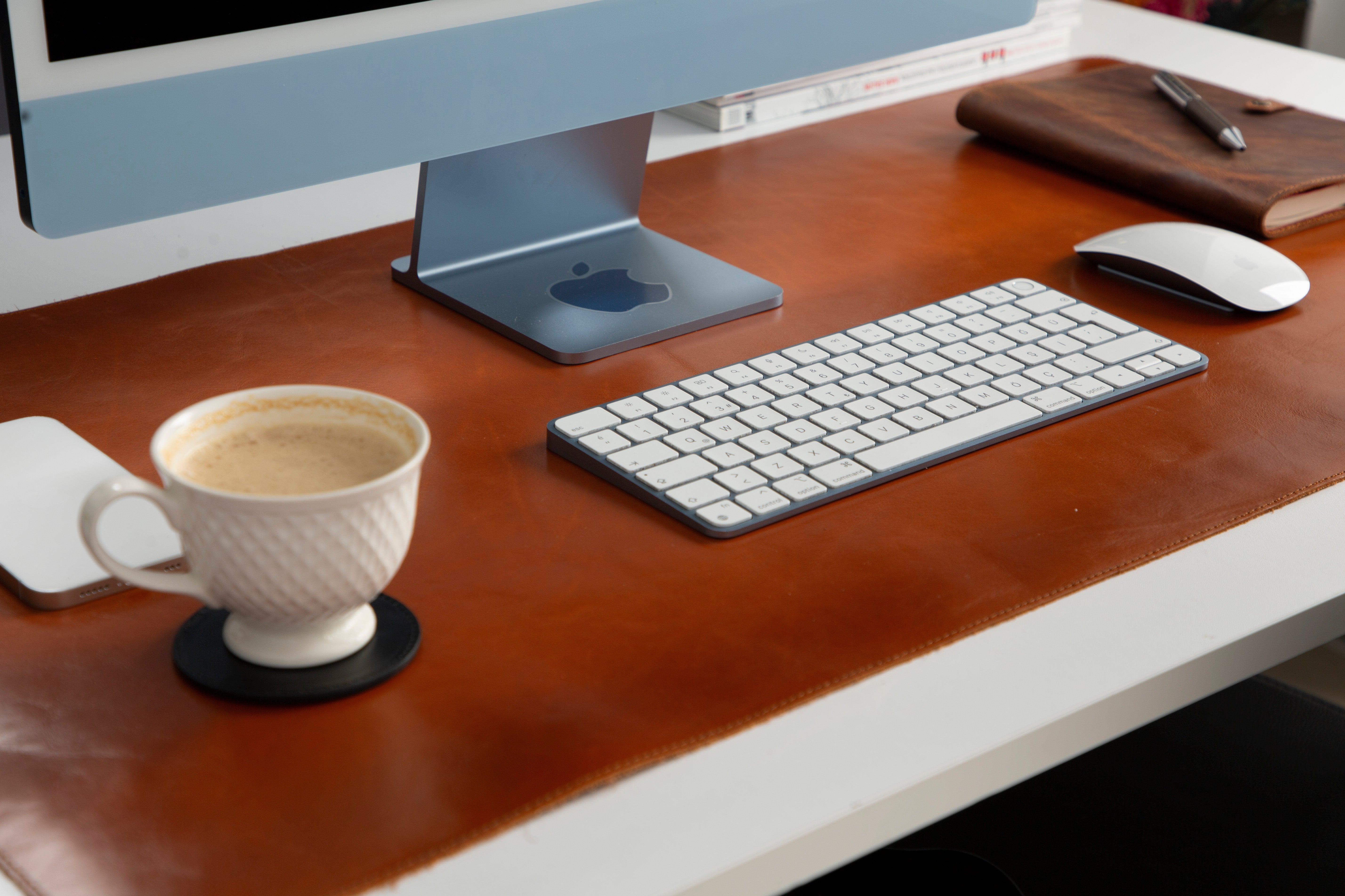 Atelier 91 Sandy Tan Leather Desk Mat - Large