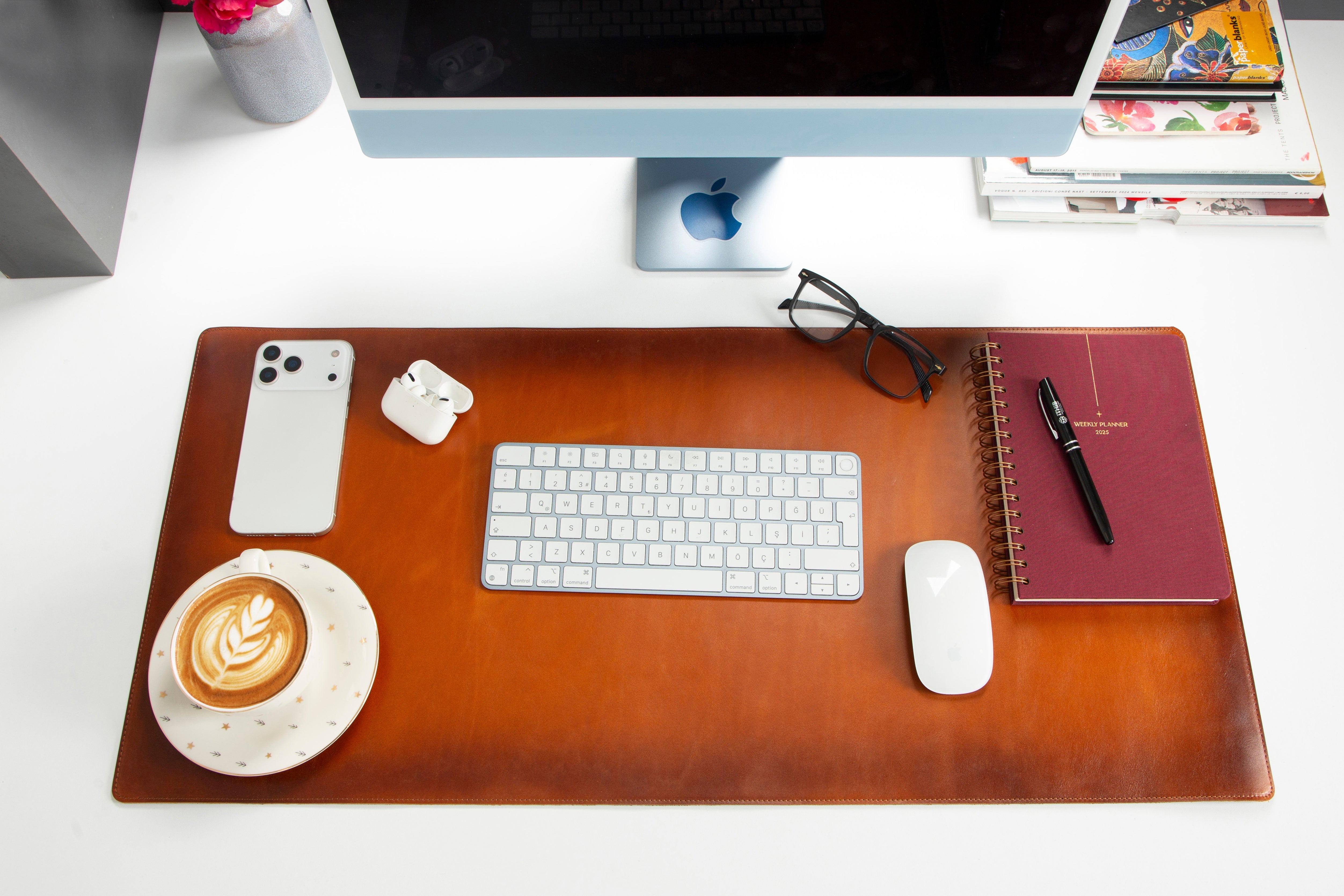 Atelier 91 Sandy Tan Leather Desk Mat - Medium
