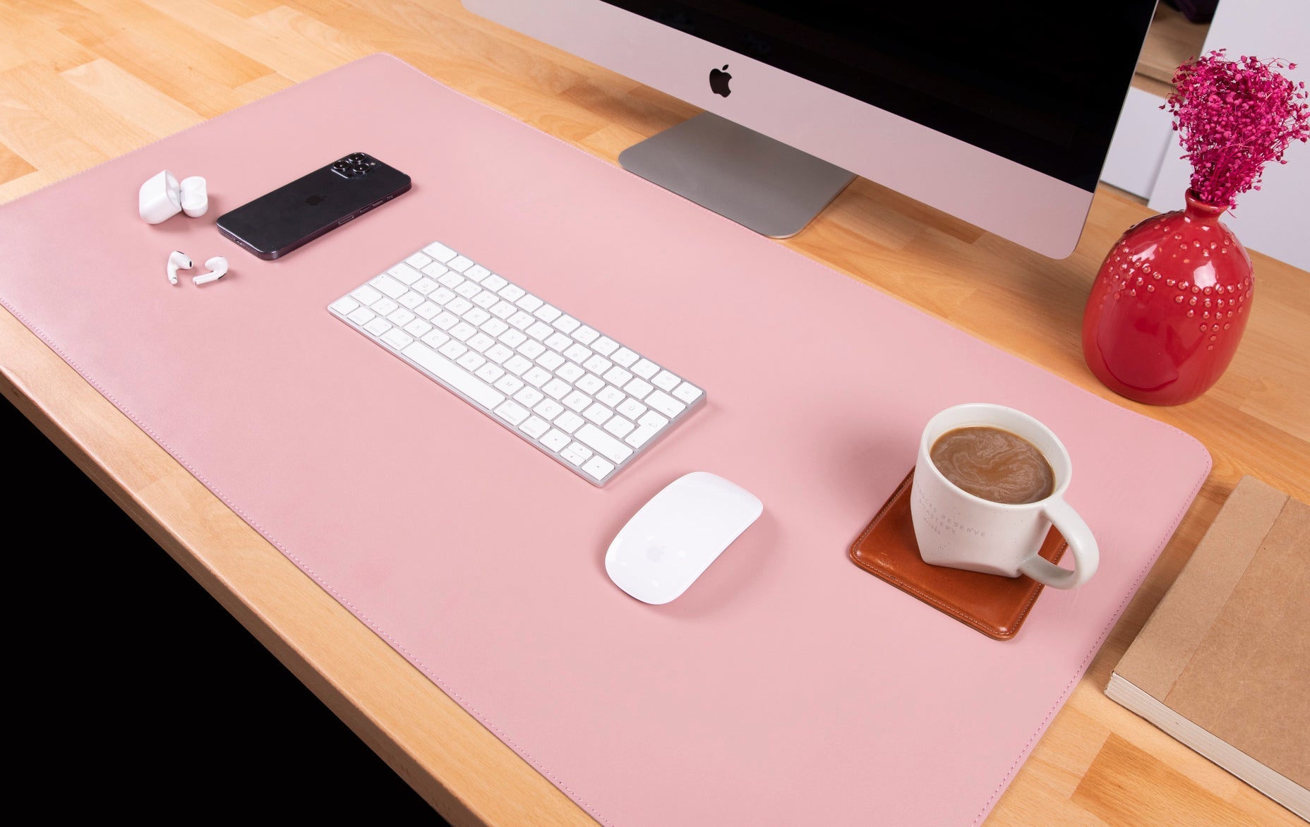Atelier 91 Soft Blush Leather Desk Mat - Large