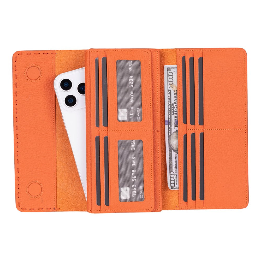 Aura Pebble Orange Hakiki Deri Telefon Bölmeli Kadın Cüzdanı
