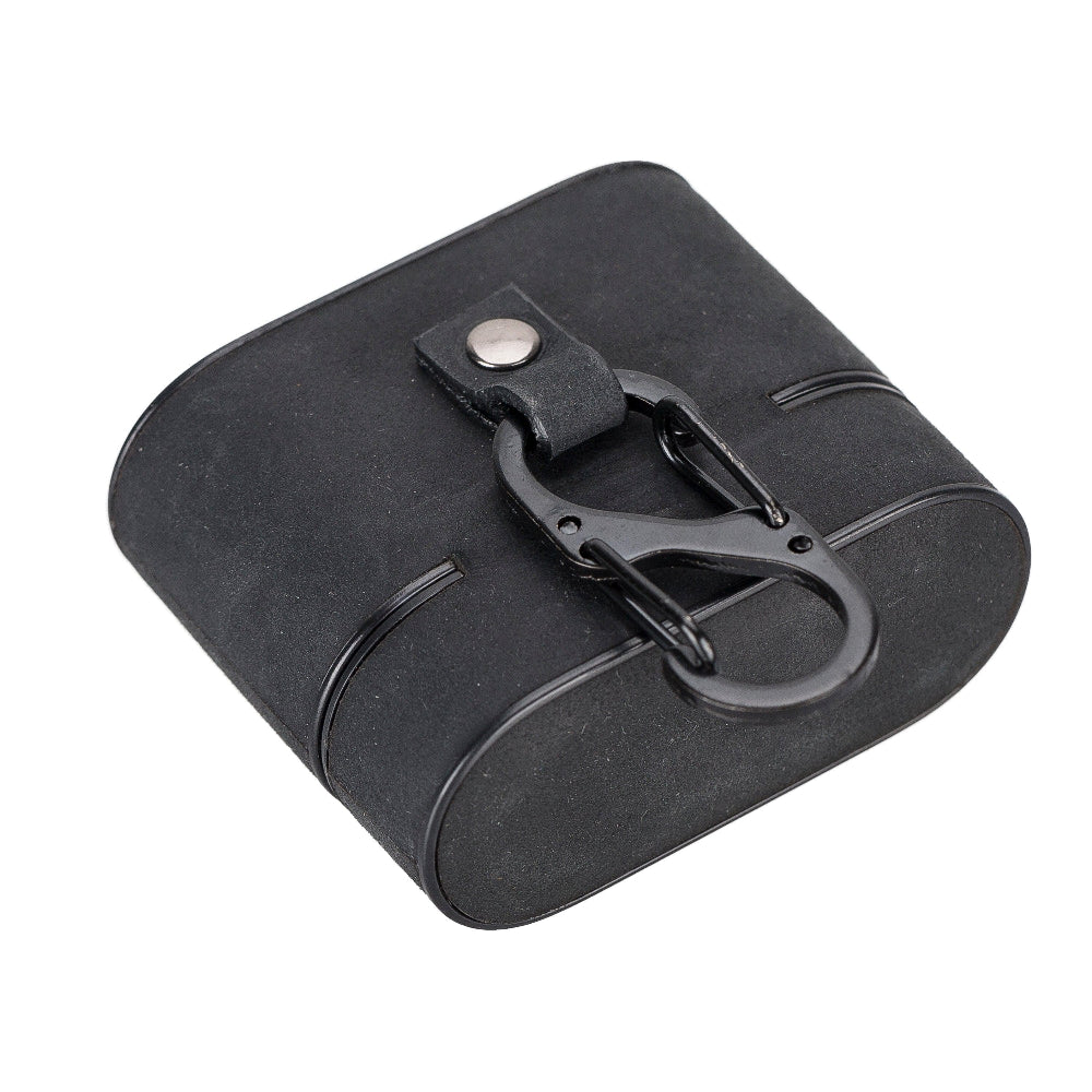 Aurel Clip Coal Black Hakiki Deri Airpods 3 Kılıfı – Airpods 3 Uyumlu Charm Case