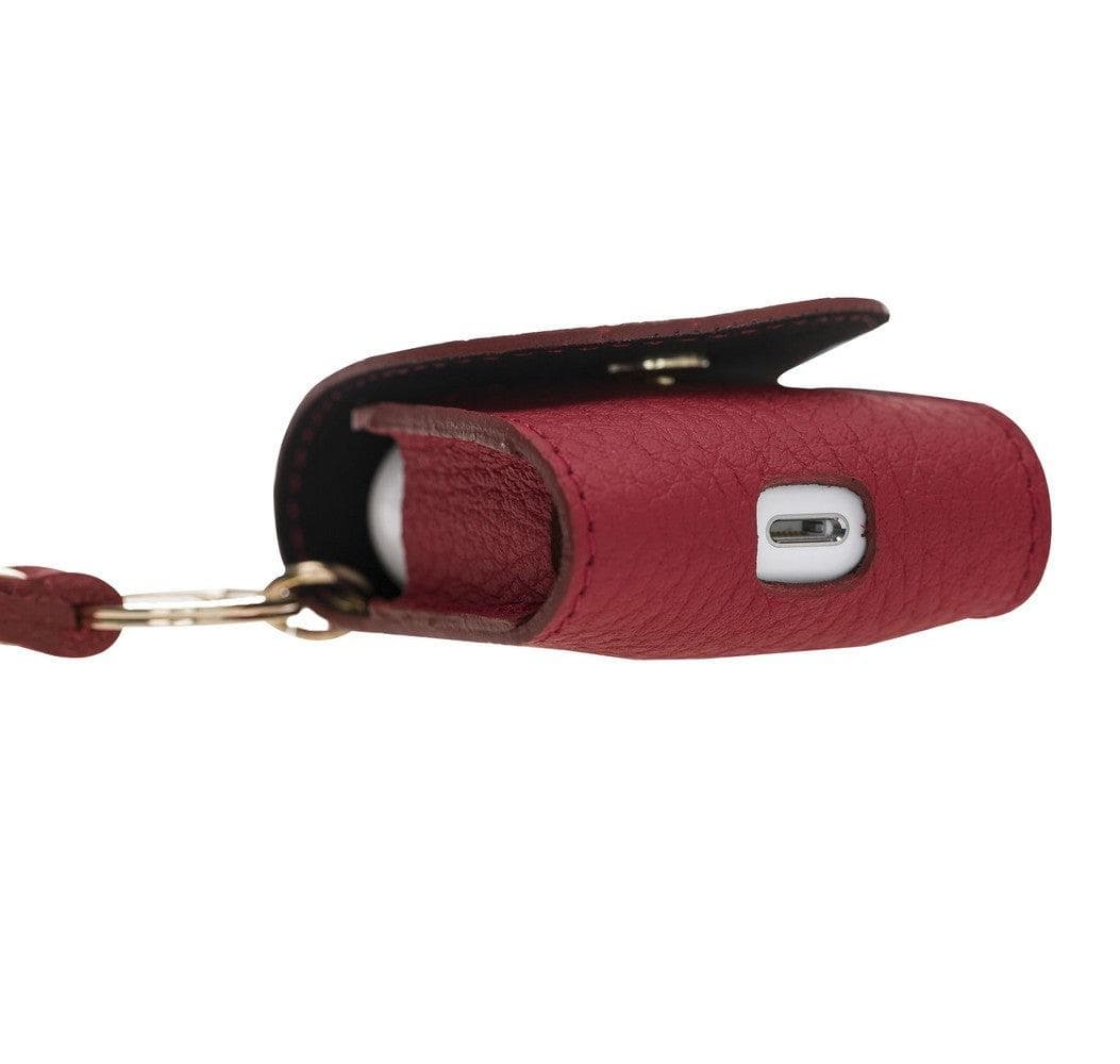 Aurel Crimson Rouge Charm Hakiki Deri Airpods Kılıfı – Airpods 1 & 2 Uyumlu