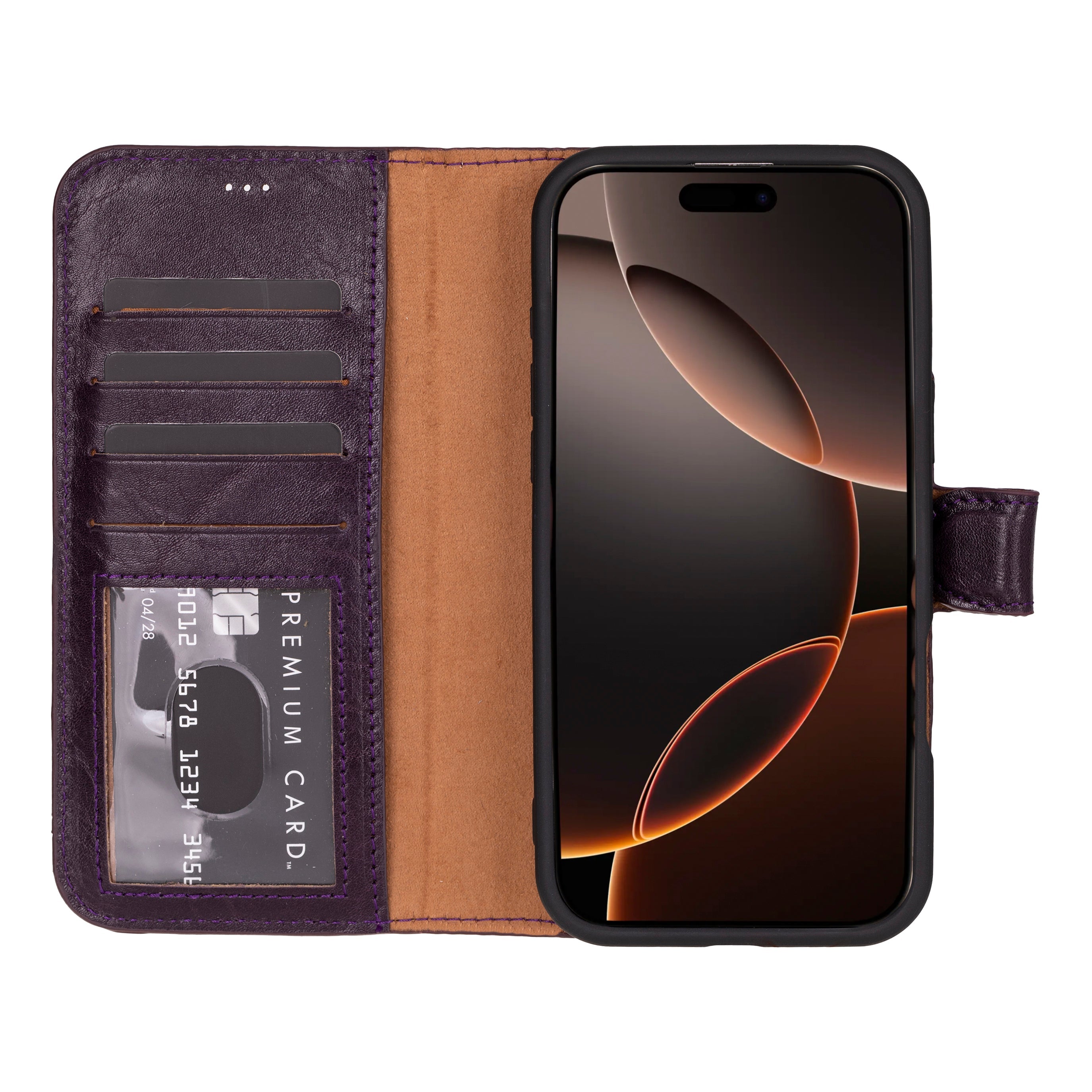 Aurel Magna Cerise Bloom Deri Iphone 16 Pro (6.3") Wallet Case – Rfid Korumalı & Magsafe Uyumlu