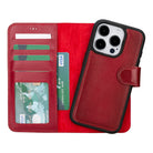 Aurel Magna Crimson Rouge Deri Iphone 16 Pro (6.3") Wallet Case – Rfid Korumalı & Magsafe Uyumlu