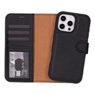 Aurel Magna Graphene Black Deri Iphone 16 Pro (6.3") Wallet Case – Rfid Korumalı & Magsafe Uyumlu