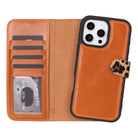 Aurel Magna Leopard Couture Deri Iphone 16 Pro (6.3") Wallet Case – Rfid Korumalı & Magsafe Uyumlu