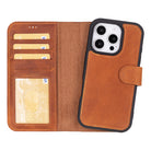 Aurel Magna Mocca Sand Deri Iphone 16 Pro (6.3") Wallet Case – Rfid Korumalı & Magsafe Uyumlu