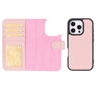 Aurel Magna Rose Petal Deri Iphone 16 Pro (6.3") Wallet Case – Rfid Korumalı & Magsafe Uyumlu