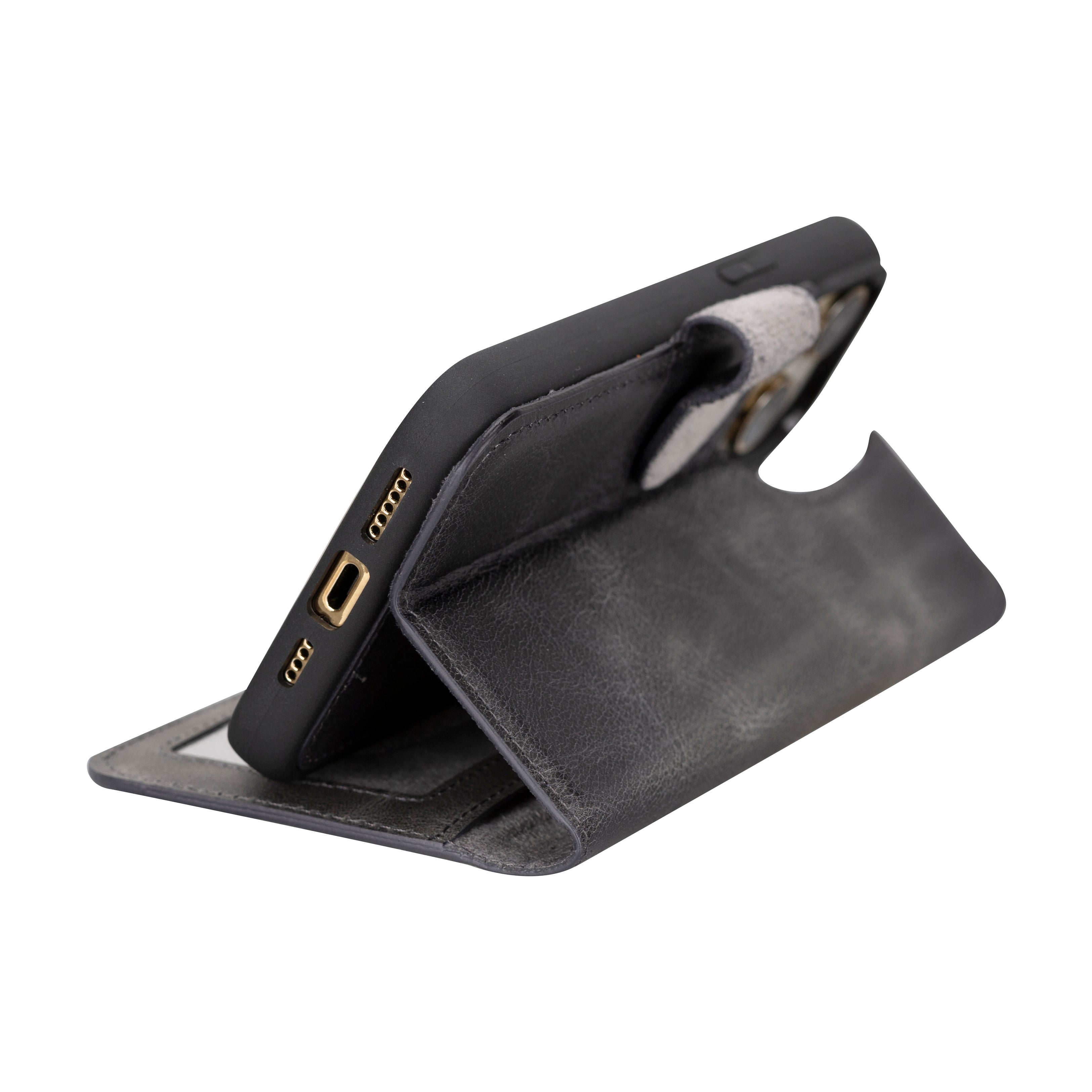 Aurel Magna Sandy Stone Deri Iphone 16 Pro (6.3") Wallet Case – Rfid Korumalı & Magsafe Uyumlu