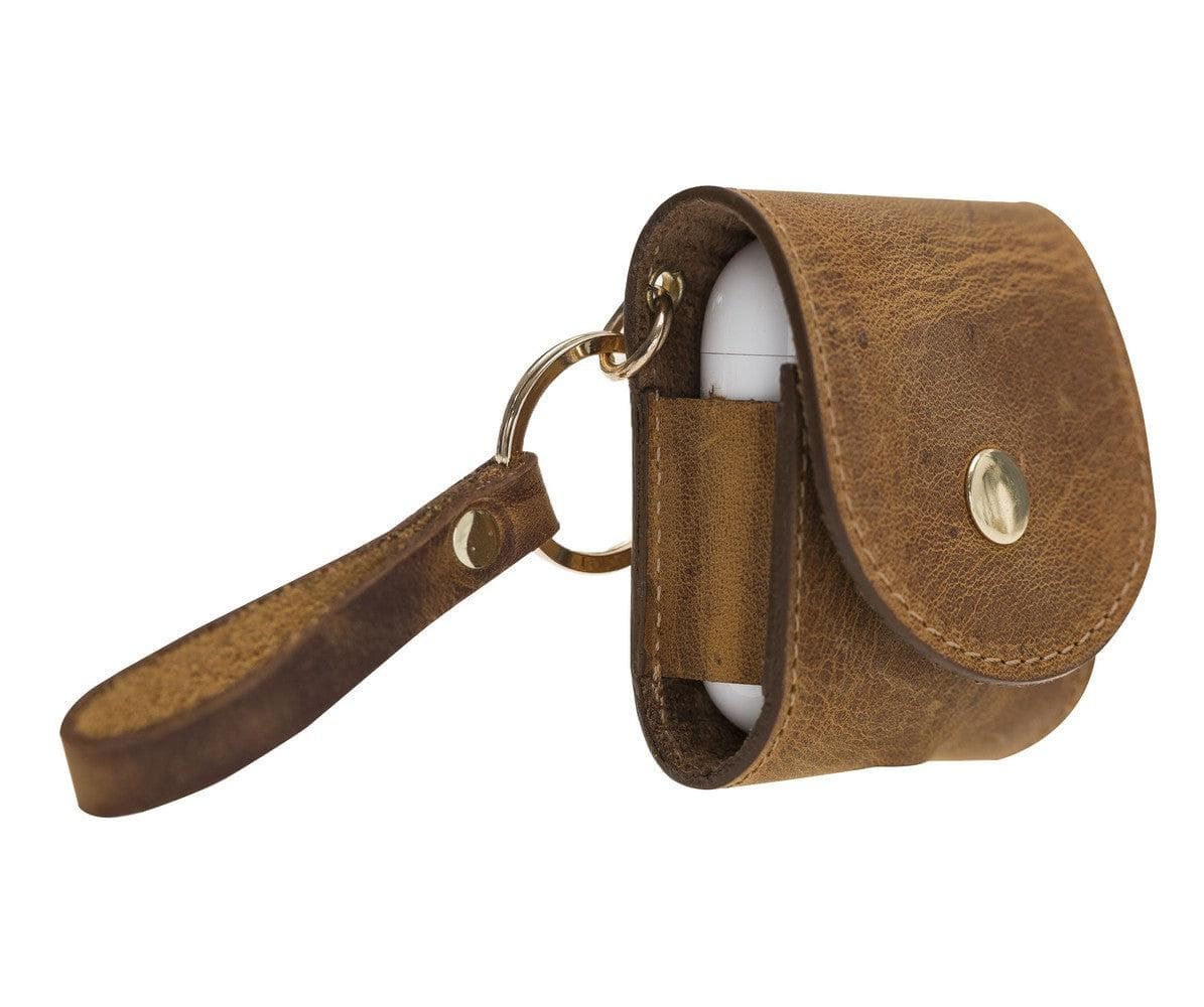Aurel Mocca Sand Charm Hakiki Deri Airpods Kılıfı – Airpods 1 & 2 Uyumlu