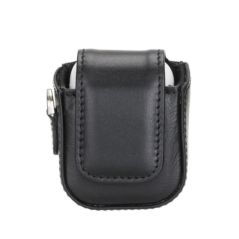 Aurel Onyx Black Charm Hakiki Deri Airpods Kılıfı – Airpods 1 & 2 Uyumlu