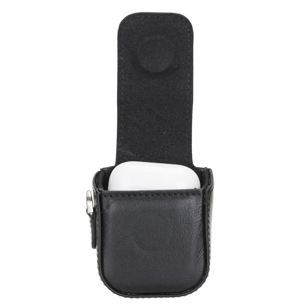 Aurel Onyx Black Charm Hakiki Deri Airpods Kılıfı – Airpods 1 & 2 Uyumlu