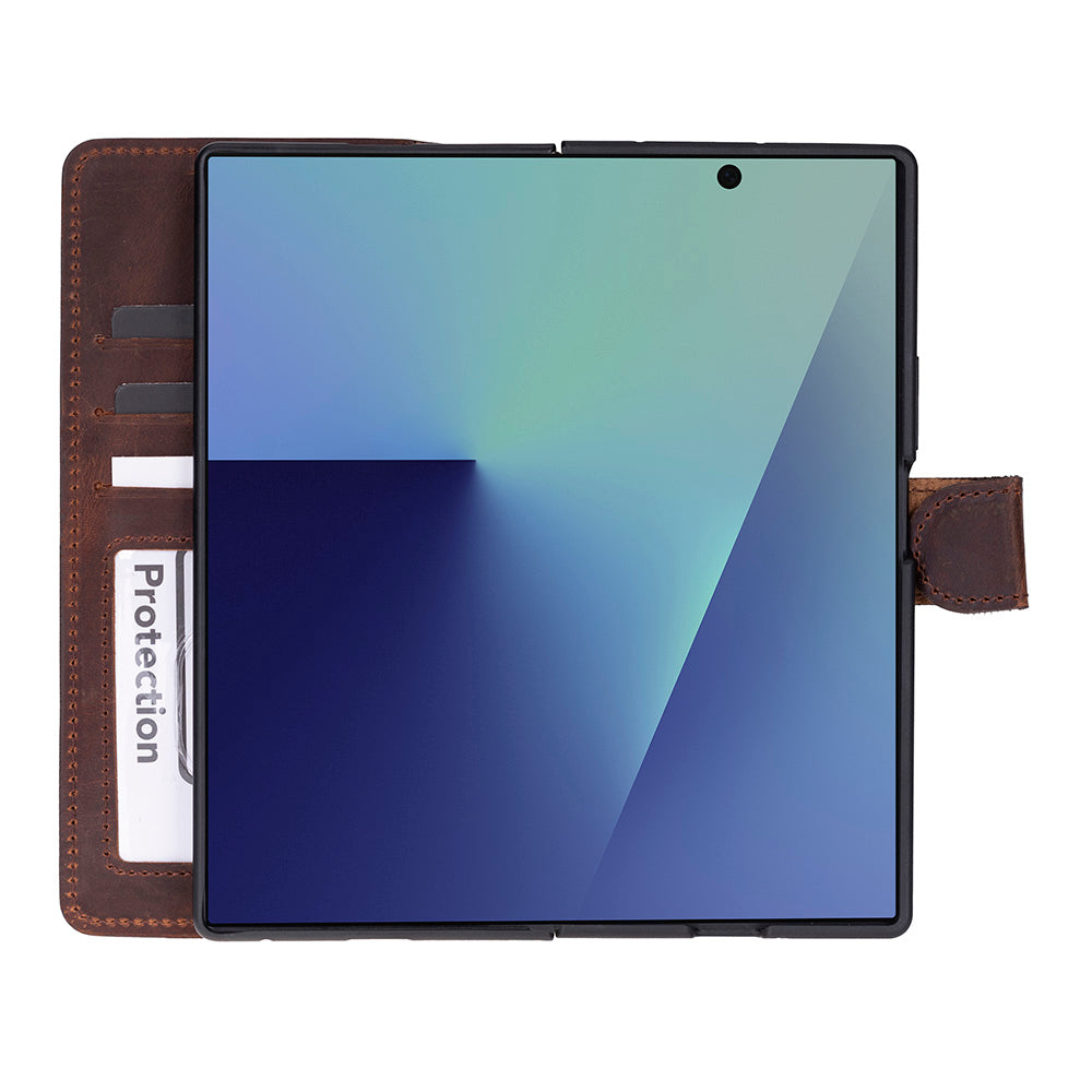 Aurelio Siena Saddle Brown Samsung Galaxy Z Fold7 Cüzdan Kılıf