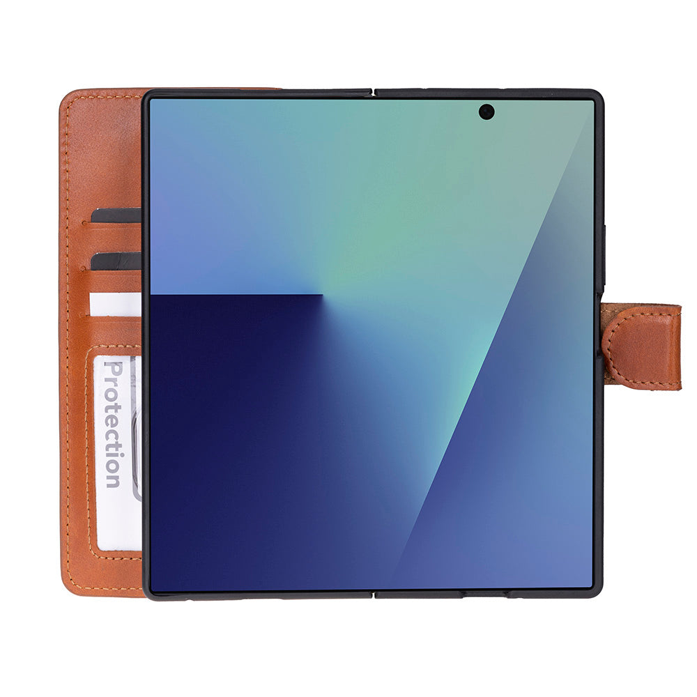 Aurelio Siena Tan Samsung Galaxy Z Fold7 Cüzdan Kılıf