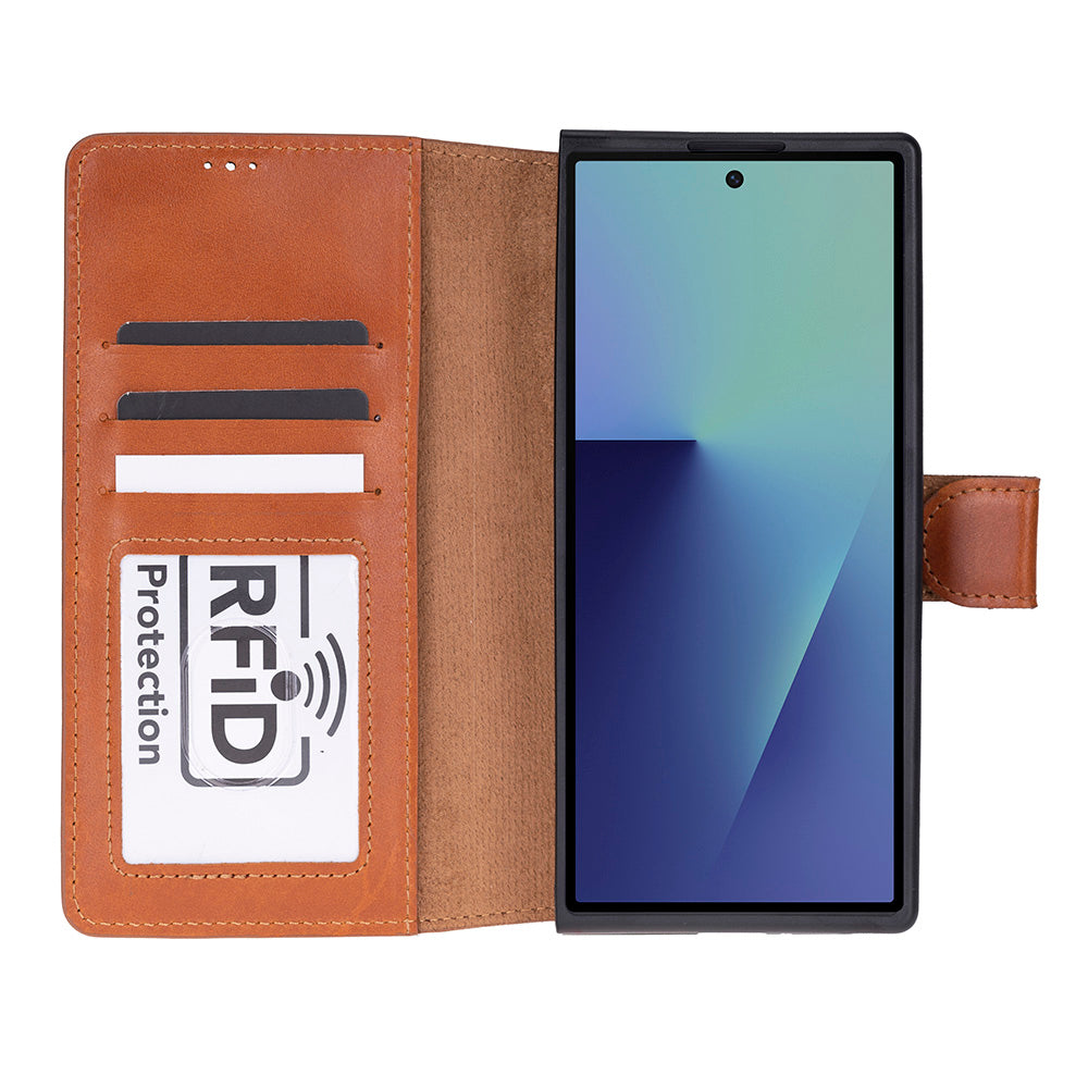 Aurelio Siena Tan Samsung Galaxy Z Fold7 Cüzdan Kılıf