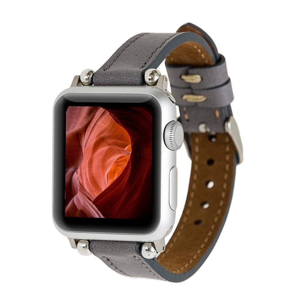 Avilla Stone Gray Deri Apple Watch Band (44/45/46/49Mm)